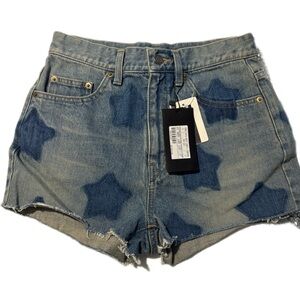 Saint Laurent Paris Star Print Denim Shorts – NWT